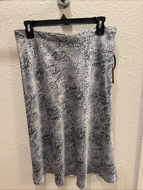 Gianni Bini Black and White Snake-Print Midi Skirt